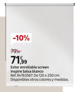 Oferta de Estor Enrollable Screen Inspire Salsa Blanco por 71,99€ en Leroy Merlin