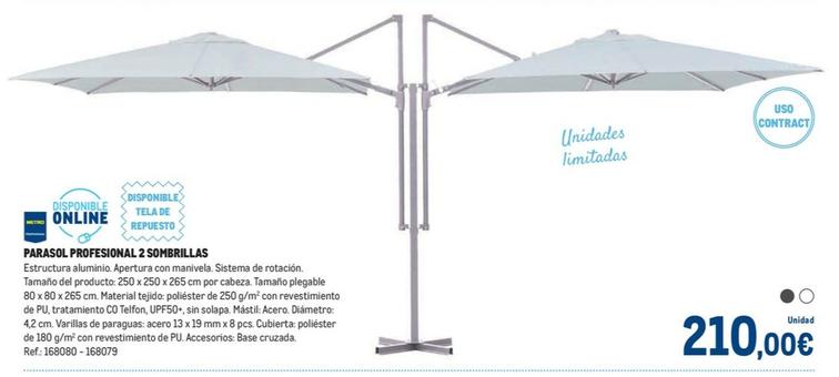 Oferta de Parasol Profesional 2 Sombrillas por 210€ en Makro