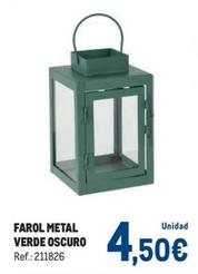 Oferta de Farol Metal Verde Oscuro por 4,5€ en Makro