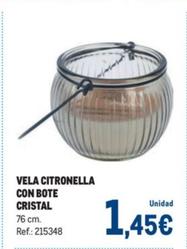 Oferta de Makro - Vela Citronella Con Bote Cristal por 1,45€ en Makro