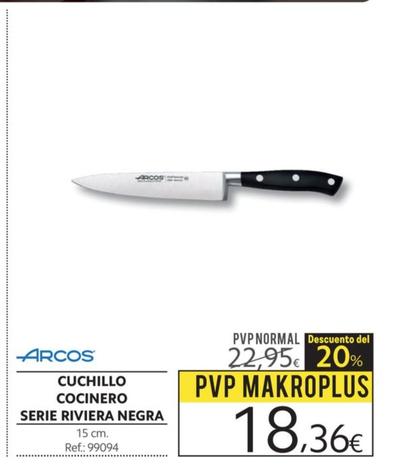 Oferta de Arcos - Cuchillo Cocinero Serie Riviera Negra por 18,36€ en Makro
