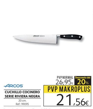 Oferta de Arcos - Cuchillo Cocinero Serie Riviera Negra por 21,56€ en Makro
