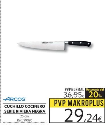 Oferta de Arcos - Cuchillo Cocinero Serie Riviera Negra por 29,24€ en Makro
