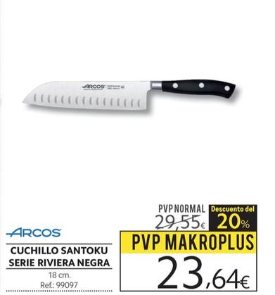 Oferta de Arcos - Cuchillo Santoku Serie Riviera Negra por 23,64€ en Makro