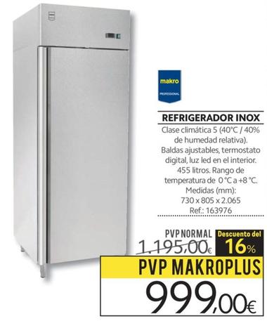 Oferta de Refrigerador Inox por 999€ en Makro