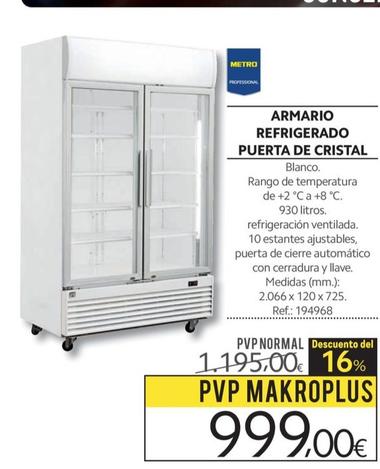 Oferta de Armario Refrigerado Puerta De Cristal por 999€ en Makro