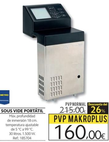 Oferta de Metro Professional - Sous Vide Portátil por 160€ en Makro