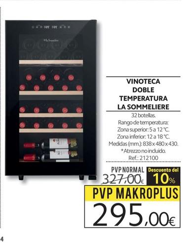 Oferta de Makro - Vinoteca Doble Temperatura La Sommeliere por 295€ en Makro