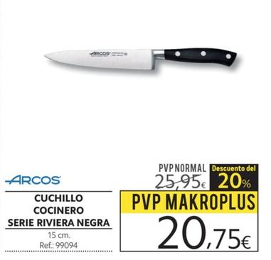 Oferta de Arcos - Cuchillo Cocinero Serie Riviera Negra por 20,75€ en Makro