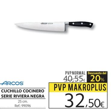 Oferta de Arcos - Cuchillo Cocinero Serie Riviera Negra por 32,5€ en Makro