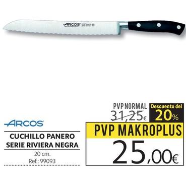 Oferta de Arcos - Cuchillo Panero Serie Riviera Negra por 25€ en Makro