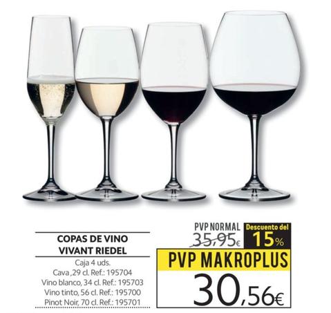 Oferta de Copas De Vino Vivant Riedel por 30,56€ en Makro