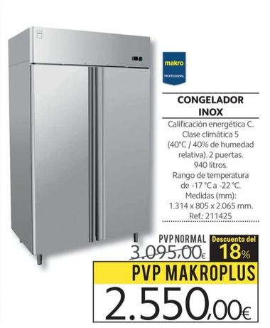 Oferta de Congelador Inox por 2550€ en Makro