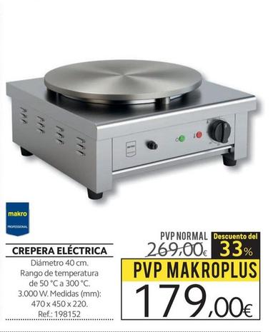 Oferta de Makro - Crepera Eléctrica por 179€ en Makro