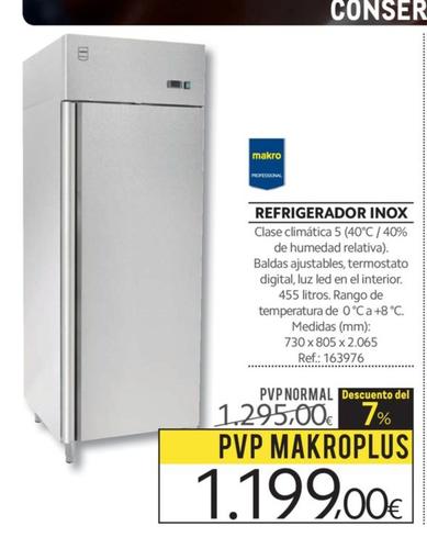 Oferta de Refrigerador Inox por 1199€ en Makro