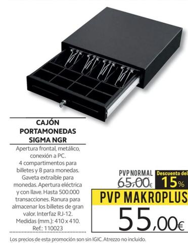 Oferta de Makro - Cajón Portamonedas Sigma Ngr por 55€ en Makro