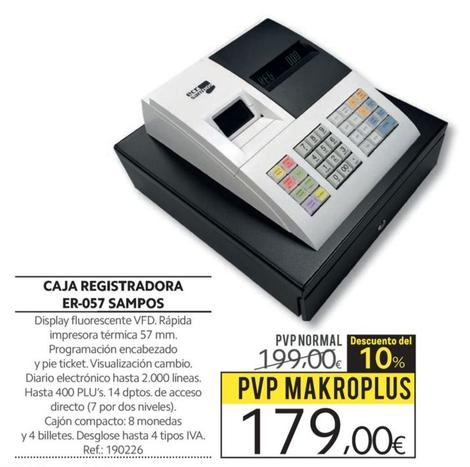 Oferta de Sampos - Caja Registradora ER-057 por 179€ en Makro