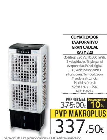 Oferta de Makro - Climatizador Evaporativo Gran Caudal Rafy 220 por 337,5€ en Makro