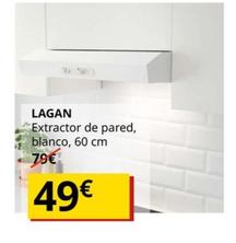 Oferta de Lagan - Extractor De Pared, Blanco, 60 Cm por 49€ en IKEA