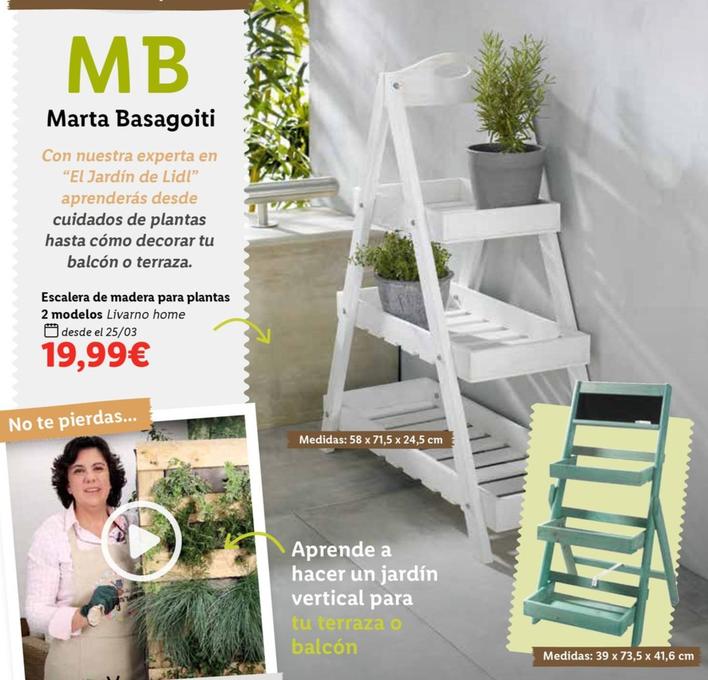 Oferta de Livarno - Home Escalera De Madera Para Plantas 2 Modelos por 19,99€ en Lidl