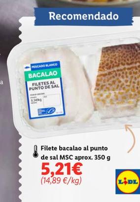 Oferta de Filete Bacalao Al Punto De Sal Msc por 5,21€ en Lidl