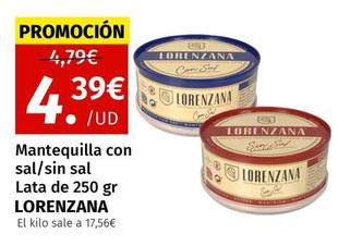 Oferta de Lorenzana - Mantequilla Con Sal por 4,39€ en Maskom Supermercados