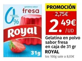 Oferta de Royal - Gelatina En Polvo Sabor Fresa En Caja por 2,49€ en Maskom Supermercados