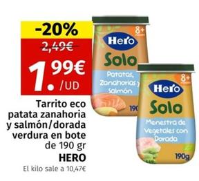 Oferta de Hero - Tarrito Eco Patata Zanahoria Y Salmón / Dorada Verdura En Bote por 1,99€ en Maskom Supermercados