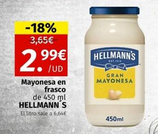 Oferta de Hellmann's - Mayonesa En Frasco por 2,99€ en Maskom Supermercados
