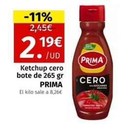 Oferta de Prima - Ketchup Cero Bote por 2,19€ en Maskom Supermercados