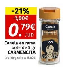 Oferta de Carmencita - Canela En Rama por 0,79€ en Maskom Supermercados