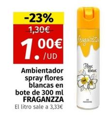 Oferta de Ambientador Spray Flores Blancas por 1€ en Maskom Supermercados