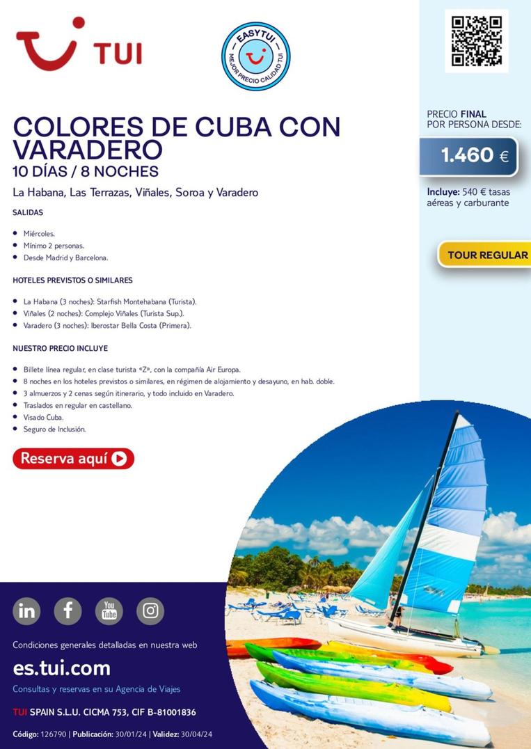 Oferta de Tui - Colores De Cuba Con Varadero por 1460€ en Tui Travel PLC