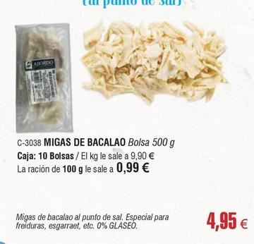 Oferta de Migas De Bacalao por 4,95€ en Abordo