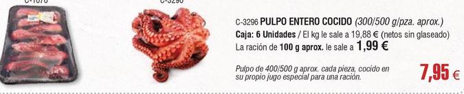 Oferta de Abordo - Pulpo Entero Cocido por 7,95€ en Abordo