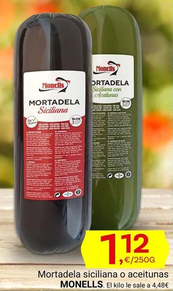 Oferta de Monells - Mortadela Siciliana O Aceitunas por 1,12€ en Supermercados Dani