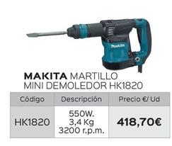 Oferta de Makita - Martillo Mini Demoledor Hk1820 por 418,7€ en Isolana