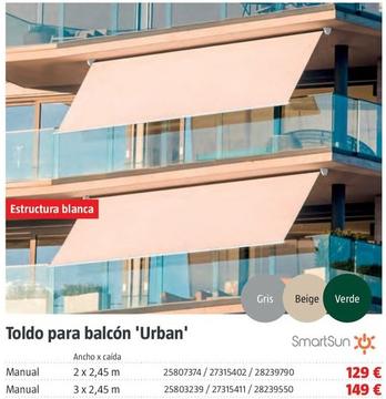 Oferta de Toldo para balcón 'Urban' por 129€ en BAUHAUS