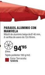Oferta de Parasol Aluminio Con Manivela por 94,95€ en Ferrcash