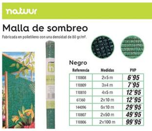 Oferta de Natuur - Malla Sombreo Negro por 6,95€ en Ferrcash