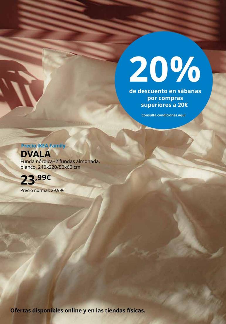 Oferta de Ikea - Dvala Funda Nórdica+2 Fundas Almohada, Blanco por 23,99€ en IKEA
