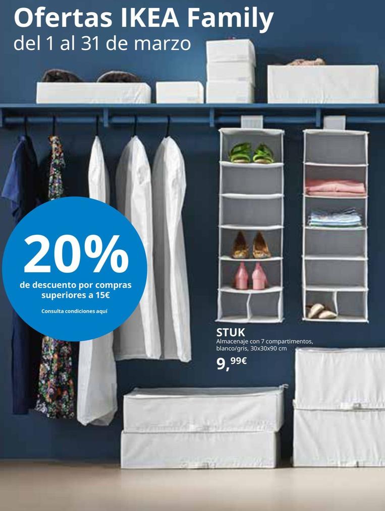 Oferta de Ikea - Stuk Almacenaje Con 7 Compartimentos, Blanco/gris por 9,99€ en IKEA