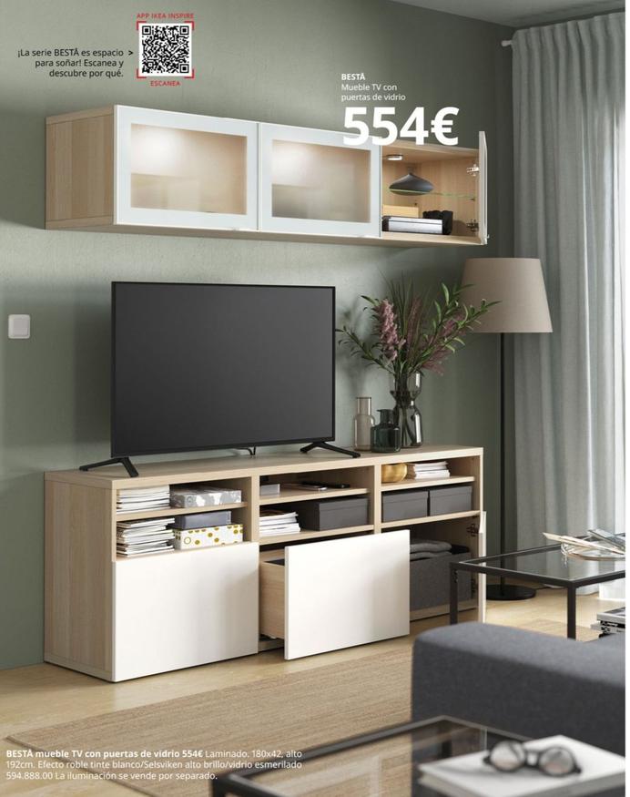 Oferta de Ikea - Mueble Tv Con Puertas De Vidrio por 554€ en IKEA