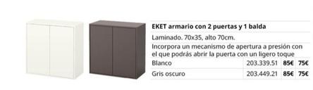 Oferta de Ikea - Armario Con 2 Puertas Y 1 Balda por 75€ en IKEA
