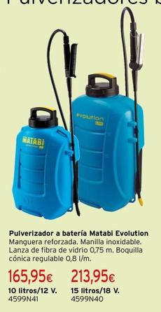Oferta de Matabi - Pulverizador A Batería Evolution por 165,95€ en Cadena88