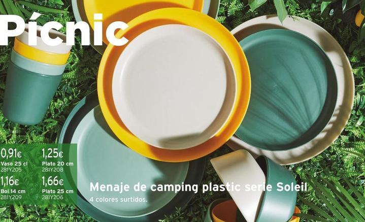 Oferta de Menaje De Camping Plastic Serie Soleil por 0,91€ en Cadena88