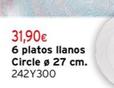 Oferta de 6 Platos Llanos Circle 27 Cm por 31,9€ en Cadena88