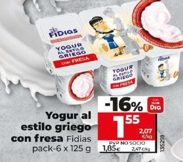 Oferta de Fidias - Yogur Al Estilo Griego Con Fresa por 1,55€ en Dia