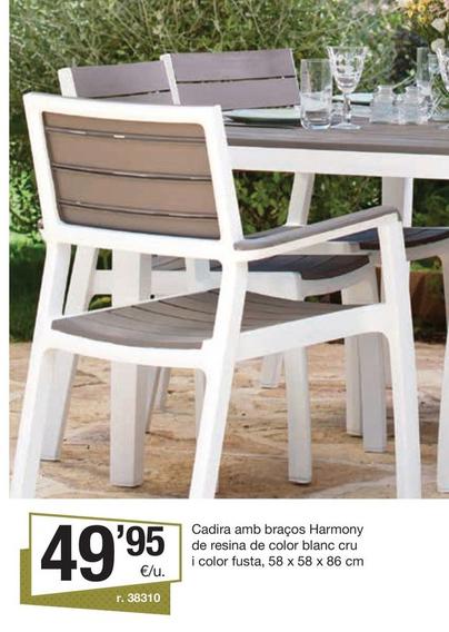 Oferta de Cadira Amb Braços Harmony De Resina De Color Blanc Cru I Color Fusta por 49,95€ en BonpreuEsclat