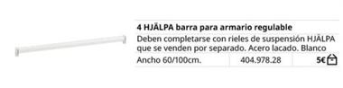 Oferta de Ikea - Barra Para Armario Regulable por 5€ en IKEA